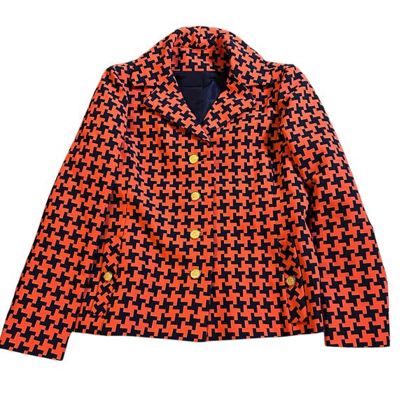 Vtg 60s Abe Schrader Red Blazer Jacket Sz Small Mod Geometric Secretary Career - Picture 1 of 4